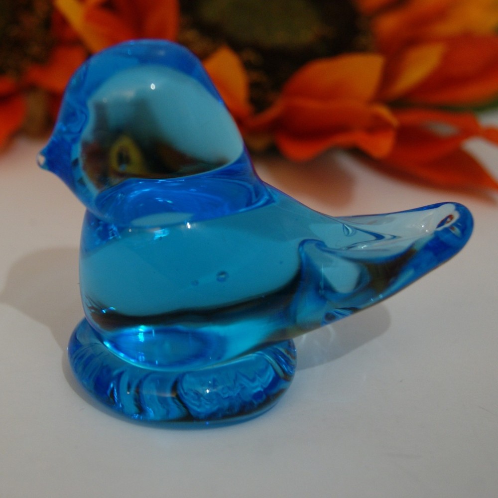 VTG Blue Bird of Happiness Signed Ron Ray 1992 Beautiful Glass Art Paperweight